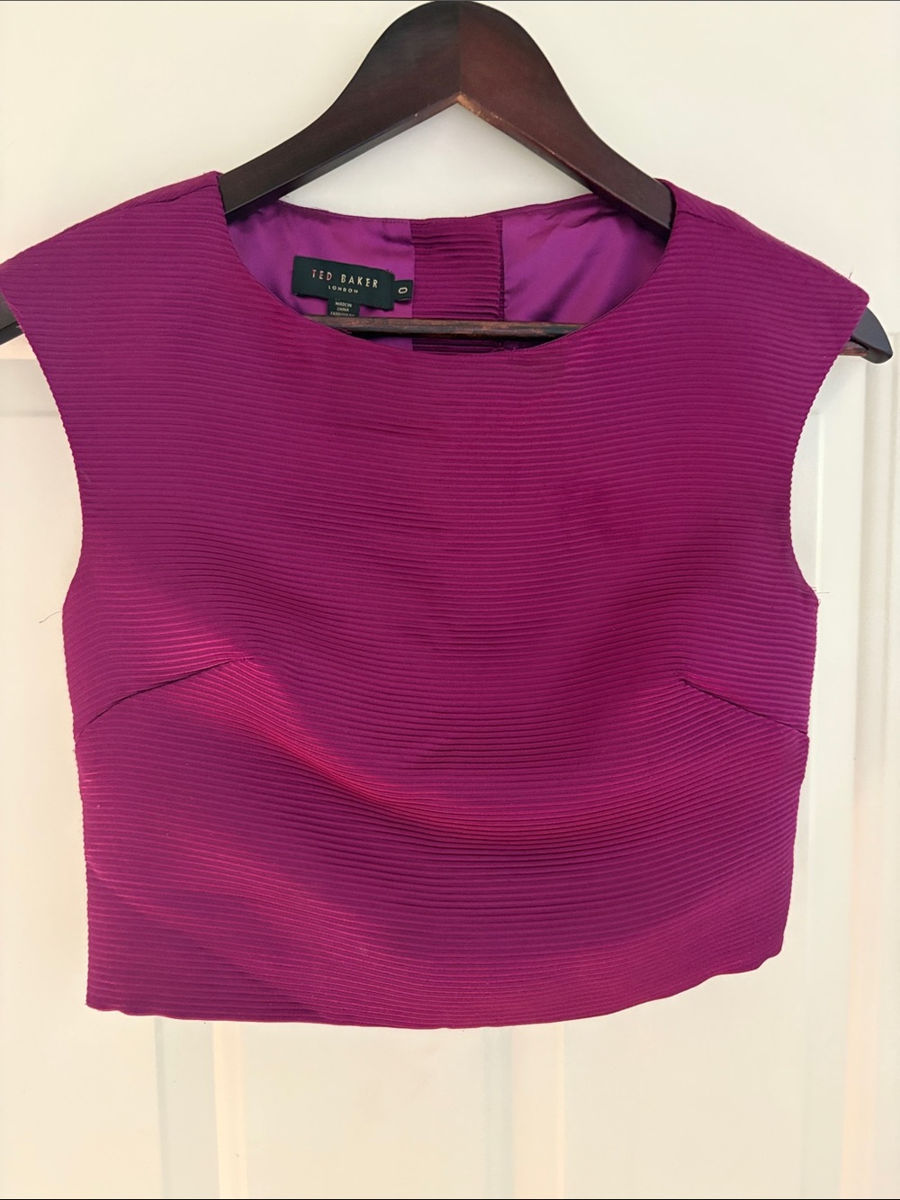 Ted Baker Magenta Ribbed Crop Top